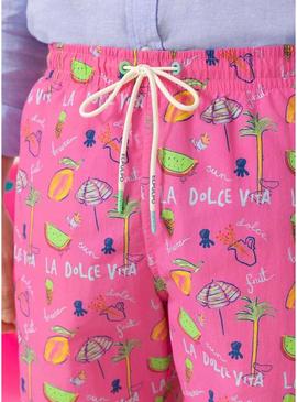 Roupa de banho El Pulpo estampado La Dolce Vita rosa hombre 