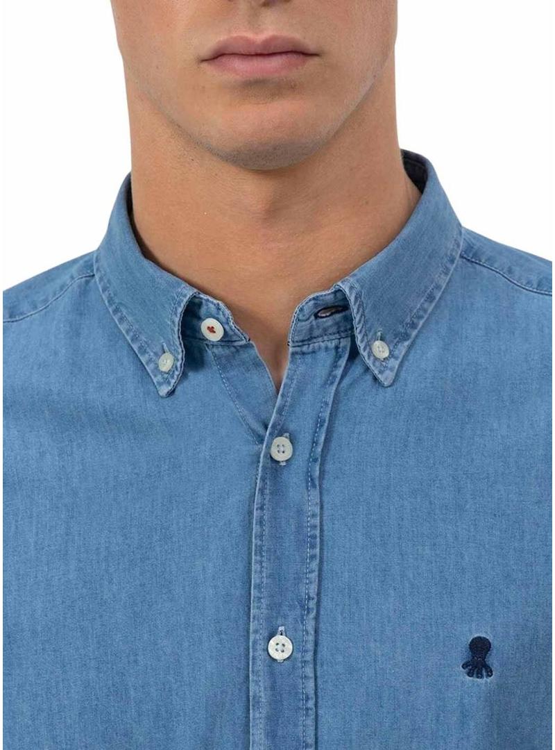 Camisa  El Pulpo denim azul para homem
