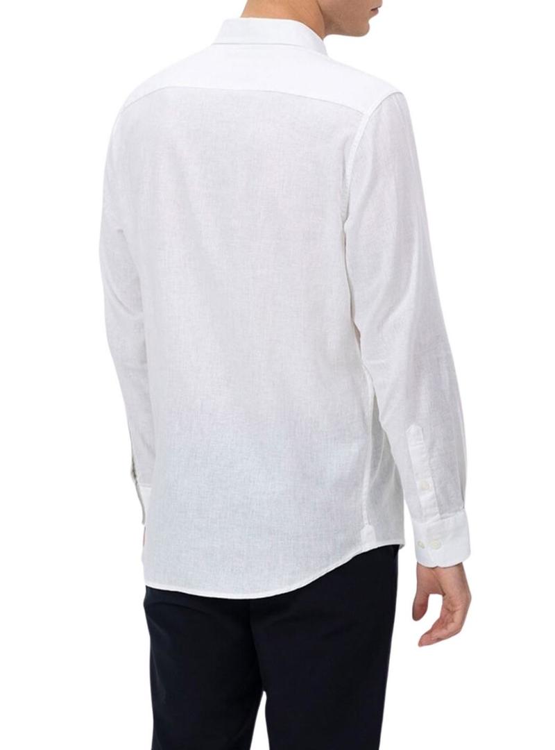 Camisa El Pulpo de linho branco para homem.