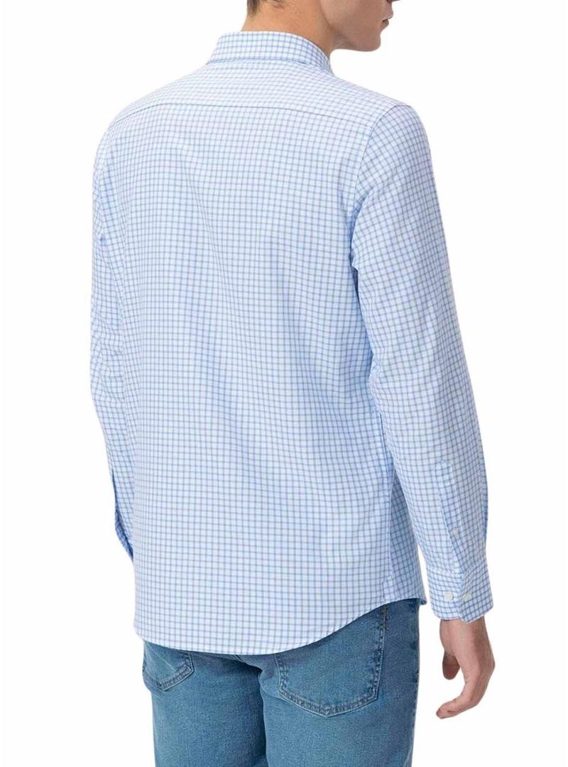 Camisa El Pulpo  Oxford estampado xadrez vichy azul para homem.