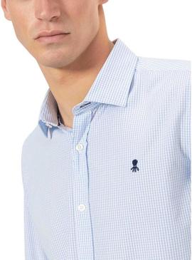 Camisa El Pulpo xadrez vichy azul para homem.