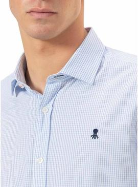 Camisa El Pulpo xadrez vichy azul para homem.