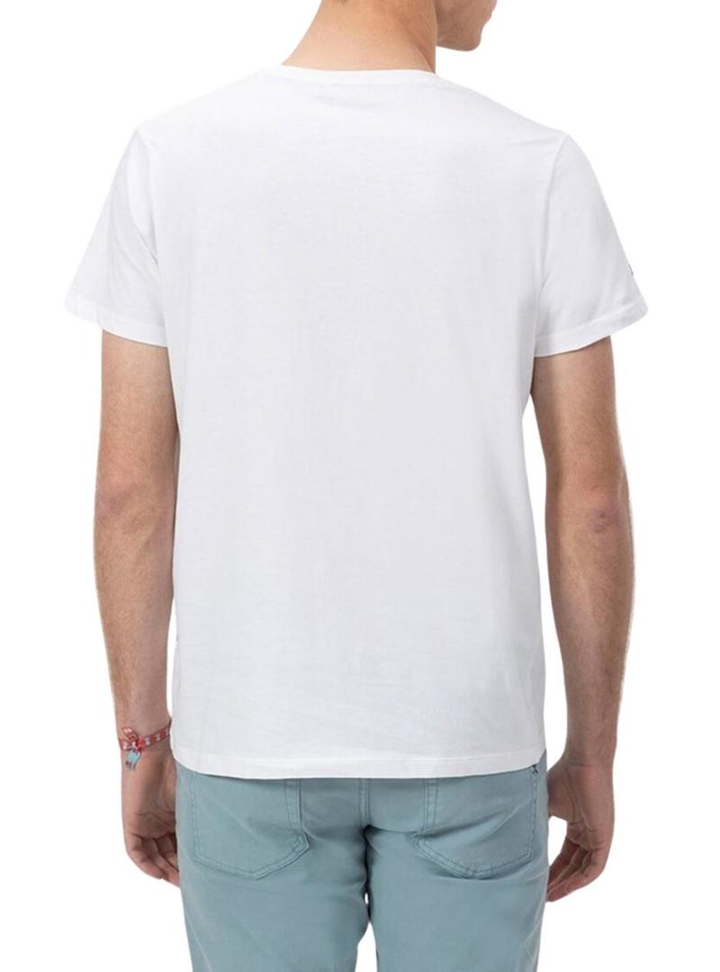 Camiseta El Pulpo bordado em branco básico para homem.