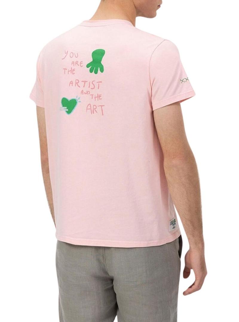 Camiseta  El Pulpo  Estampado The Artist rosa para homem.
