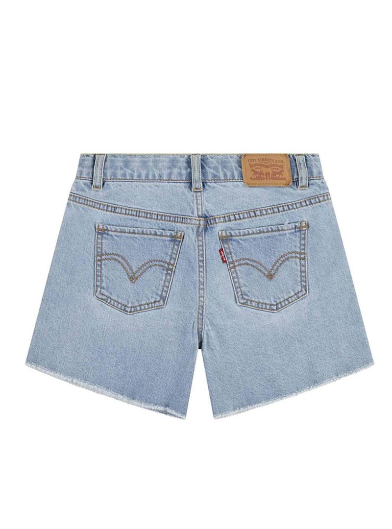 Short de brim Levi's A Line azul claro para menina.