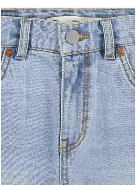 Short de brim Levi's A Line azul claro para menina.