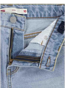 Short de brim Levi's A Line azul claro para menina.