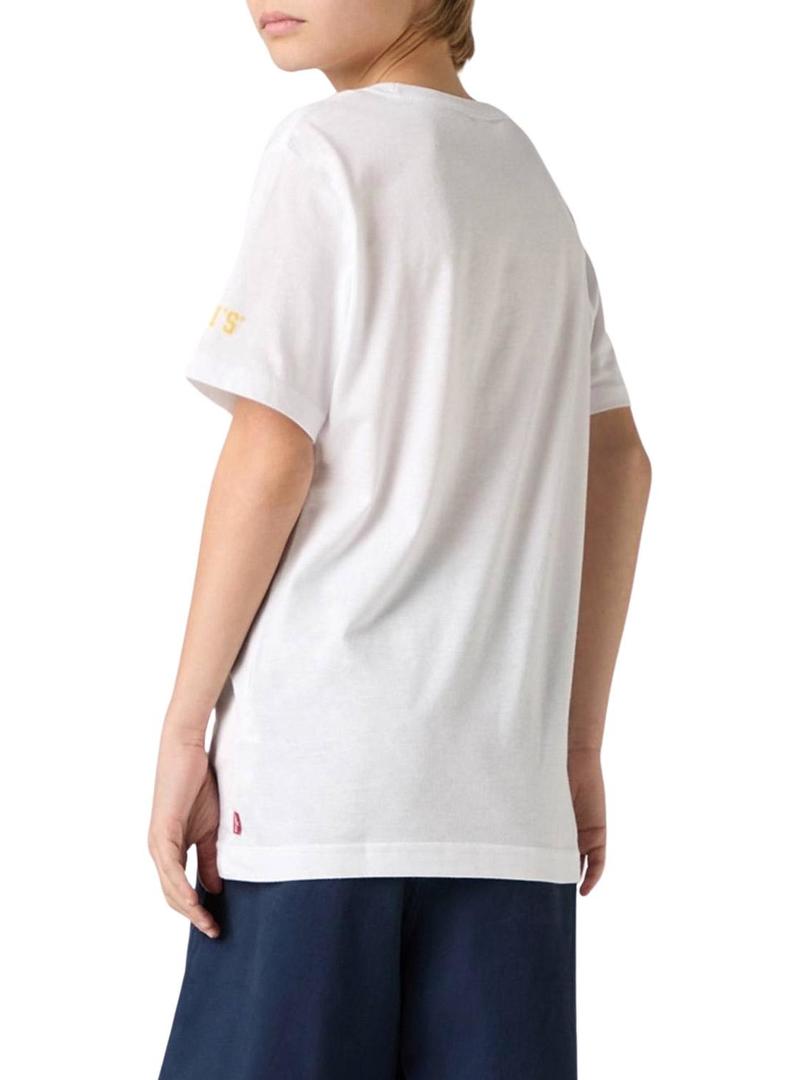 Camiseta Levi's LS Monogram branca para criança.