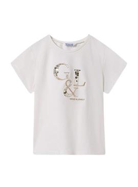 Camiseta básica branca da Mayoral para menina.