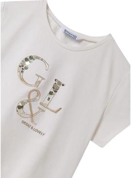 Camiseta básica branca da Mayoral para menina.