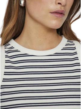 Camiseta Vila Visola listrada marinho para mulher.