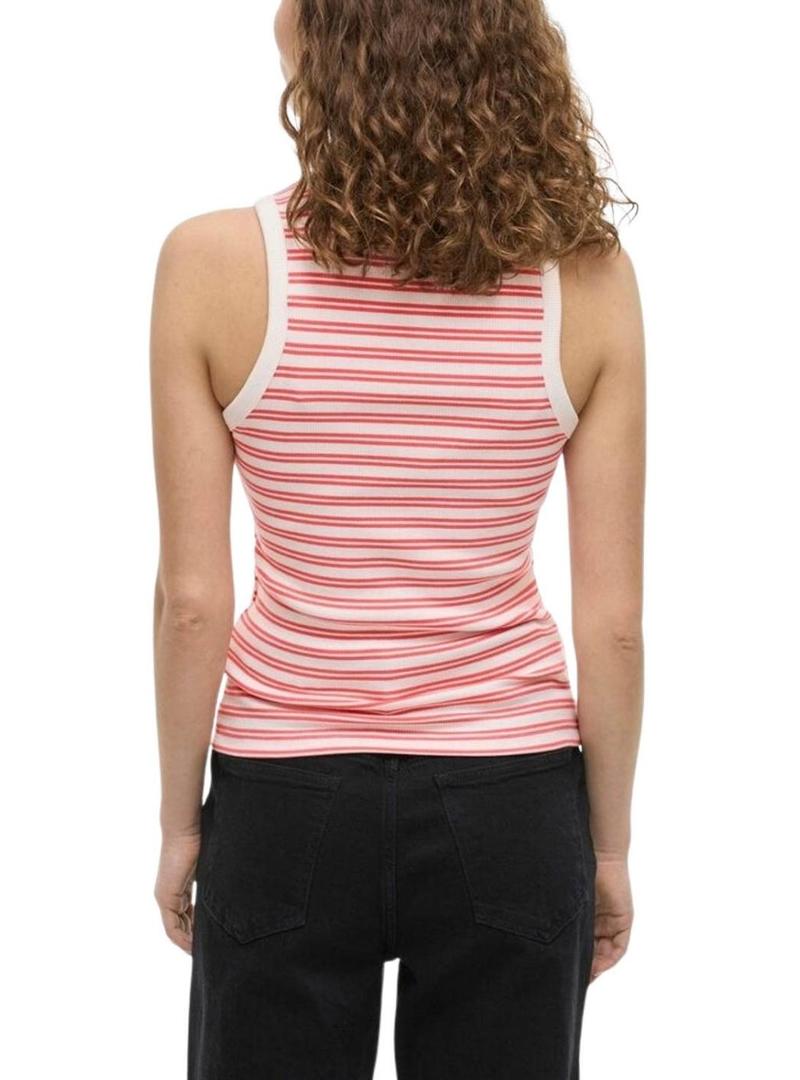 Camiseta Vila Visola estampado listras coral para mulher.