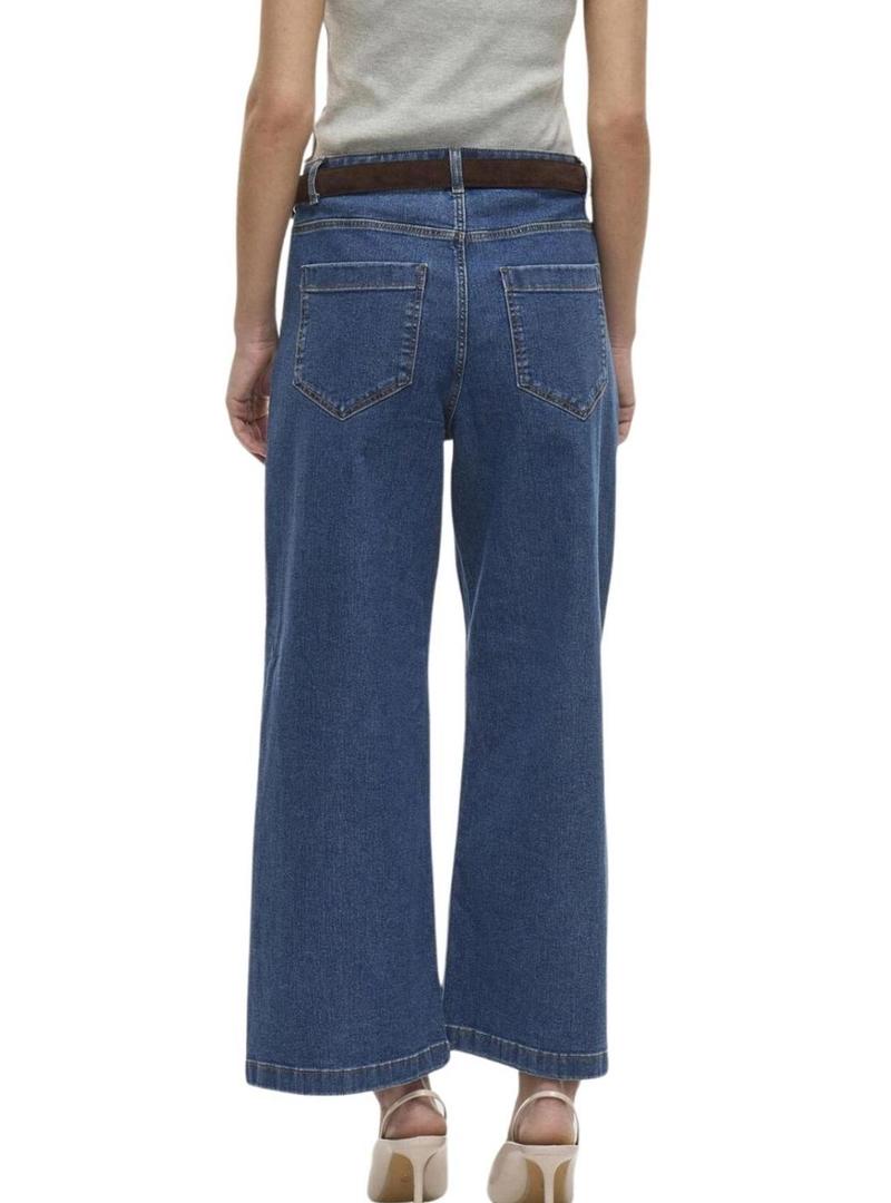 Calça jeans Vila Vilotta Culotte azul para mulher.