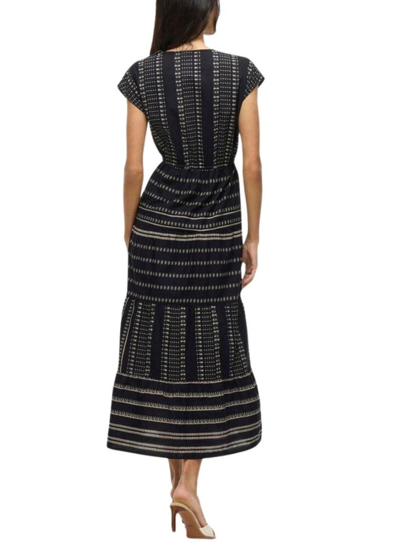 Vestido estampado preto Vila Visavila para mulher.