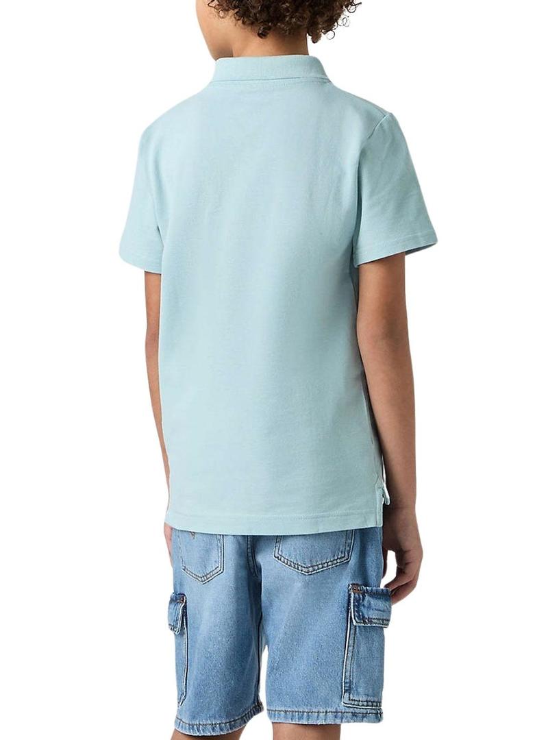 Polo Levis Back Neck Tape turquesa para criança.