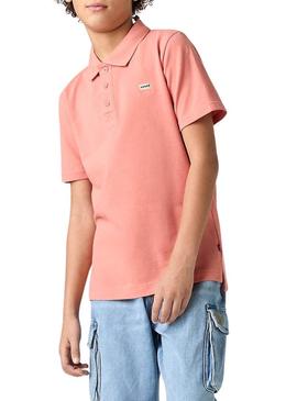 Polo Levis Back Neck Tape laranja para menino.