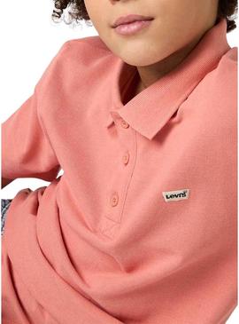 Polo Levis Back Neck Tape laranja para menino.