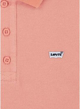 Polo Levis Back Neck Tape laranja para menino.