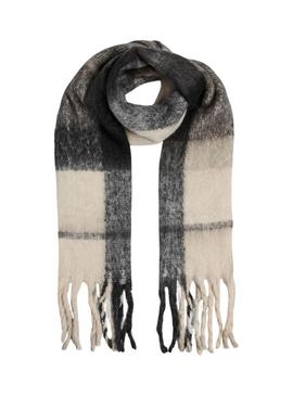 Cachecol Pieces Lysna em bege e preto para mulher.