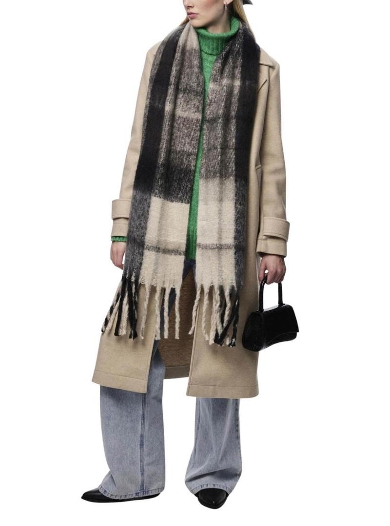 Cachecol Pieces Lysna em bege e preto para mulher.