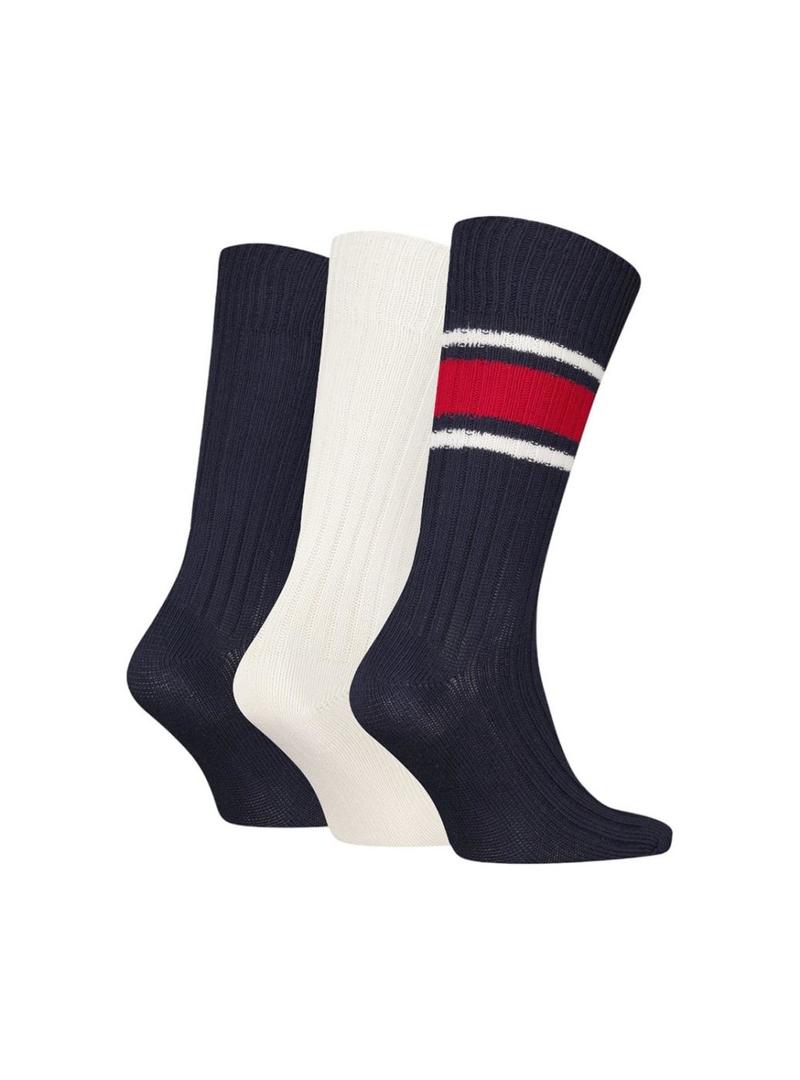Pack 3 pares de meias Tommy Hilfiger Giftboxed Classic multicoloridas para homem.