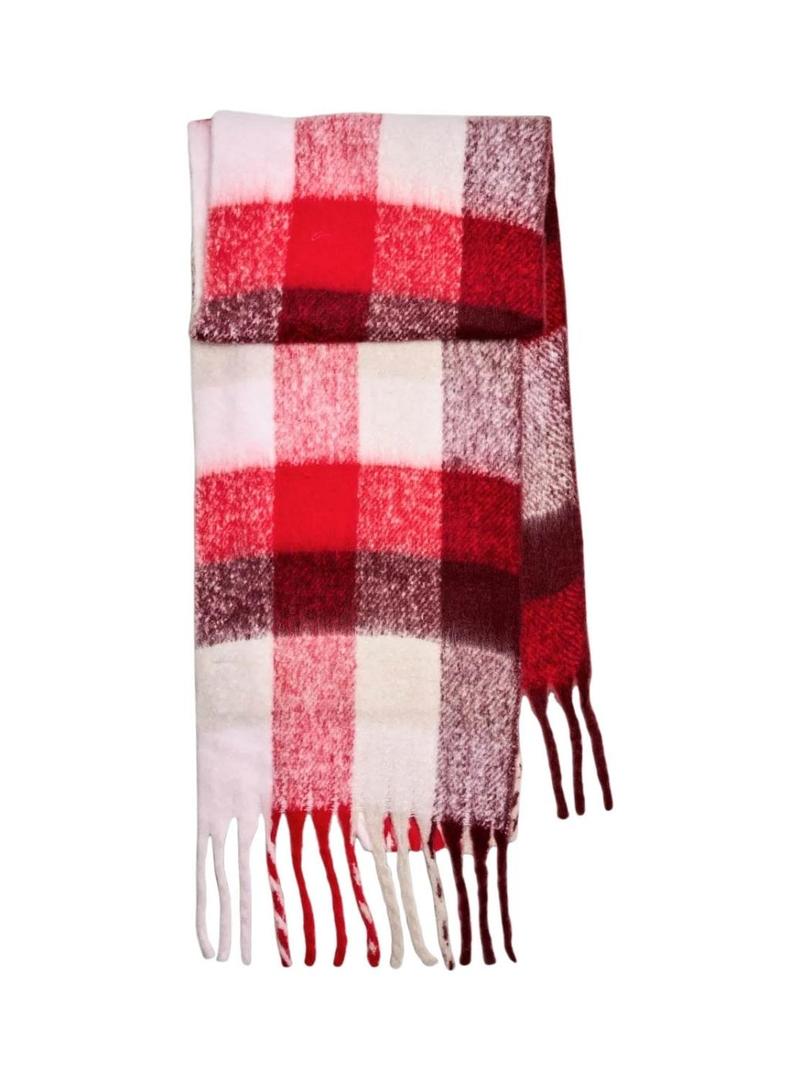 Cachecol Pieces Bea xadrez vermelho para mulher