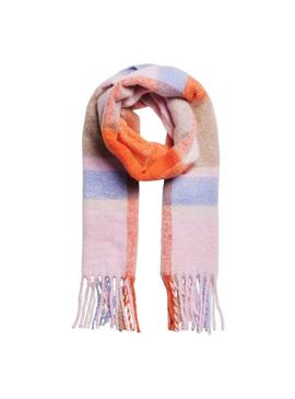 Cachecol Pieces Bea rosa xadrez multicolor para mulher