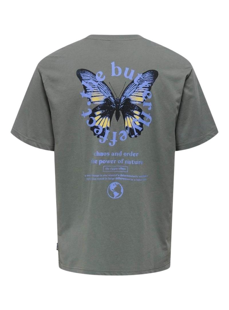 Camiseta Only and Sons Keane cinza para homem.