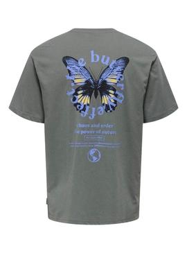 Camiseta Only and Sons Keane cinza para homem.