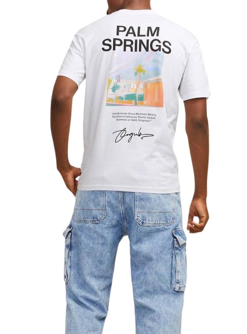 Camiseta Jack and Jones Raruba branca para homem.