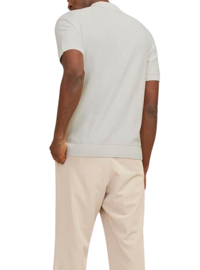 Camisa de manga larga em ponto bege Jack and Jones para homem.
