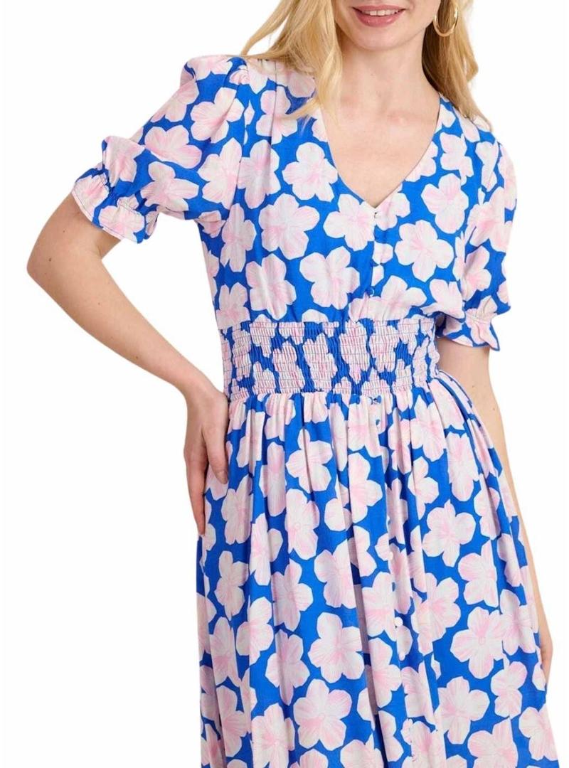Vestido Naf Naf Montse estampado de flores azul para mulher