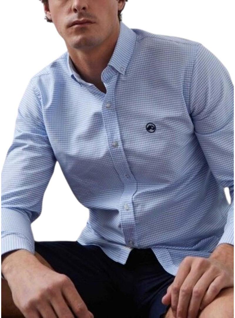 Camisa Altonadock de xadrez vichy azul e branco para homem.