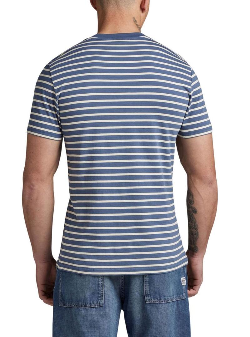 Camiseta listrada azul G-Star Slim para homens