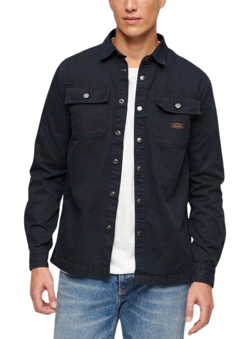 Camisa de trabalho Superdry Workwear azul marinho para homem