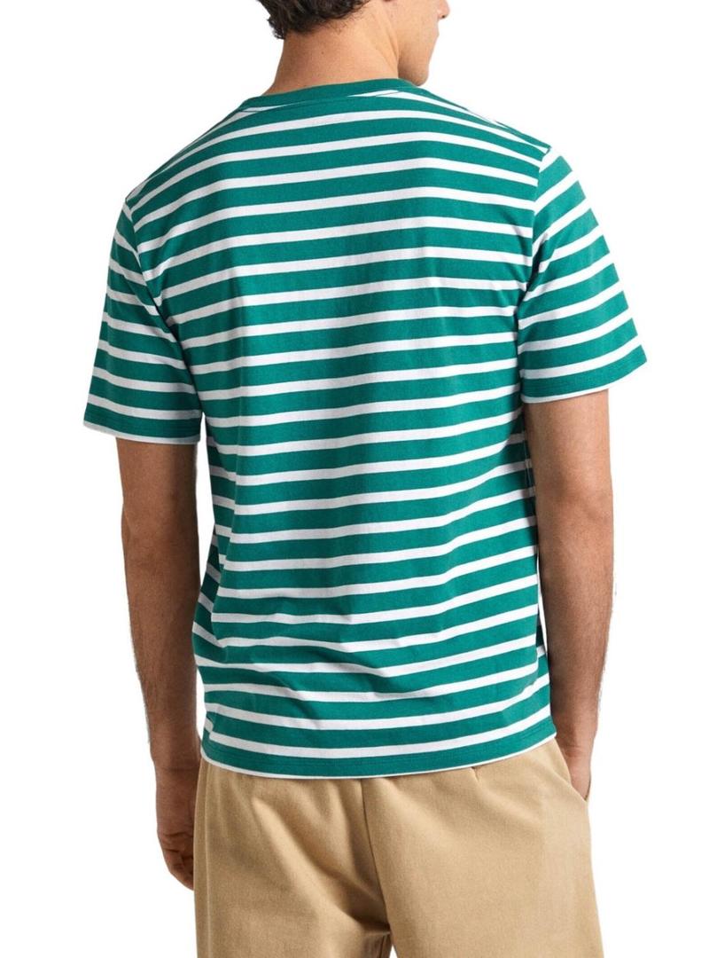 Camiseta Pepe Jeans Listrada Eggo Verde Para Homem