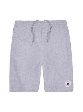 Calções curtos Converse com patch Chuck Taylor cinza para homem.