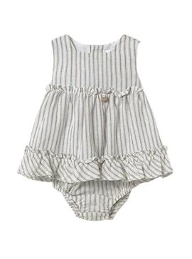 Vestido Mayoral cinza natural liso para bebê
