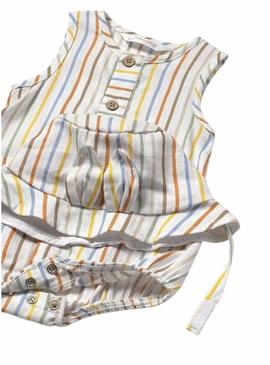  Set  de malha com gorro listrado para bebê.