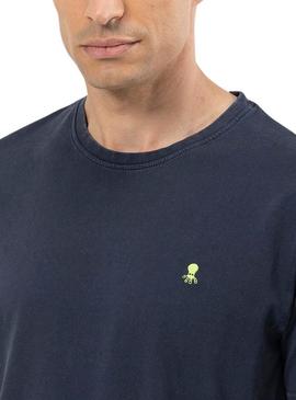 Camiseta   El Pulpo  Lavado Logo Marinho Para Homem