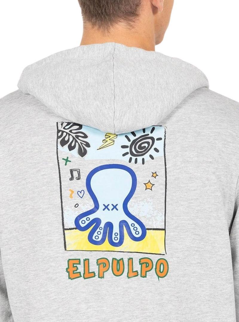 Moletom El Pulpo .Estampado Artístico Cinza Para Homem
