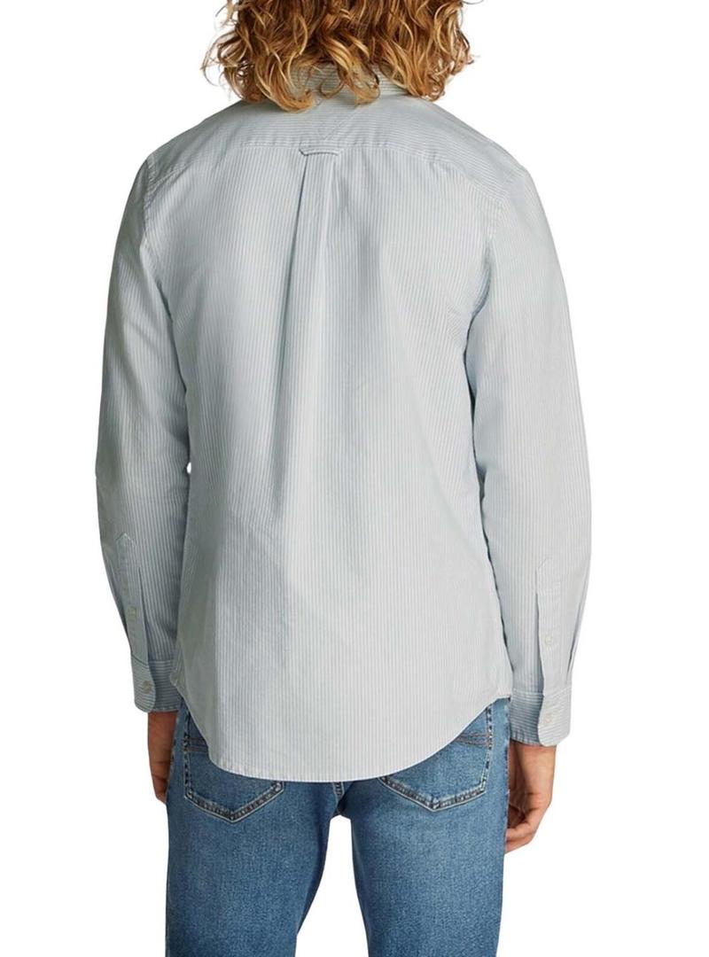 Camisa Tommy Jeans Stripe Oxford azul para homem