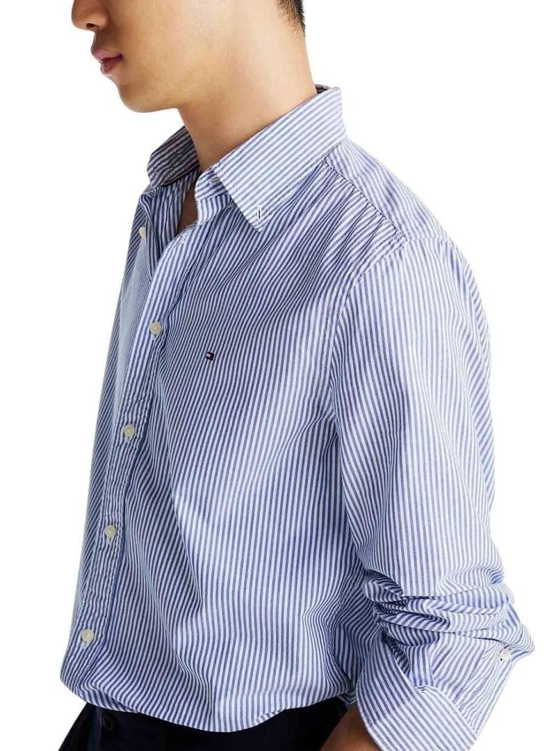 Camisa Tommy Hilfiger listras marinho para homem.