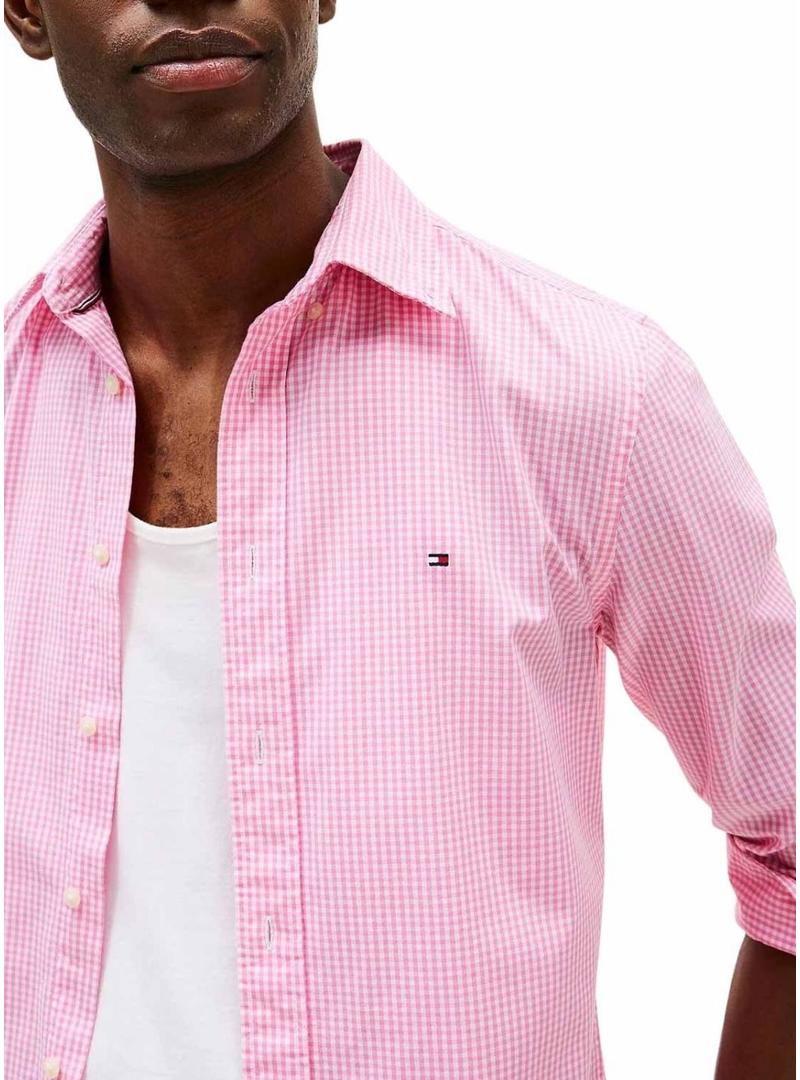 Camisa Tommy Hilfiger Gingham rosa para homem