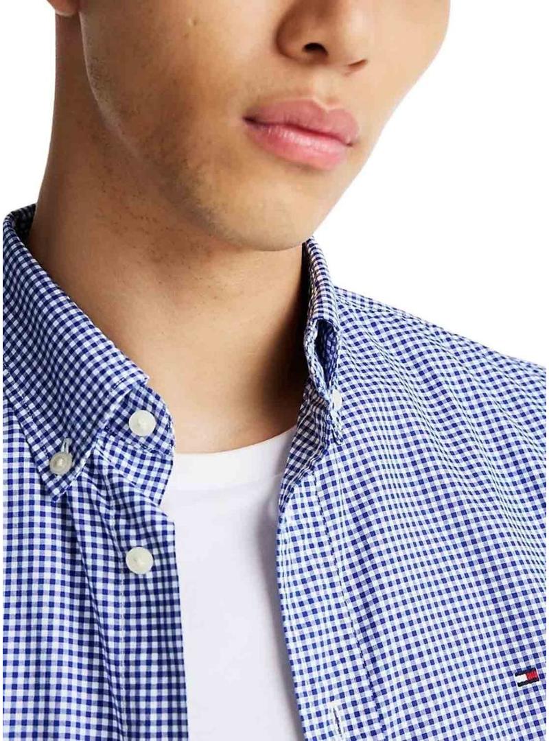 Camisa Tommy Hilfiger Gingham marinho para homem.