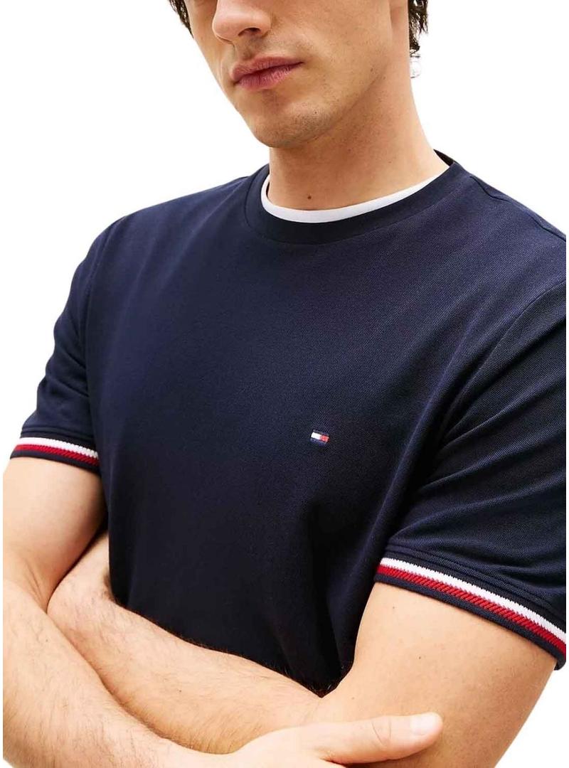 Camiseta listrada global azul Tommy Hilfiger para homem.