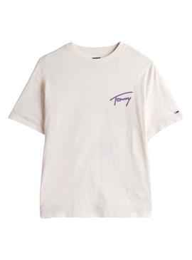 Camiseta Tommy Jeans Faded branca para homem.