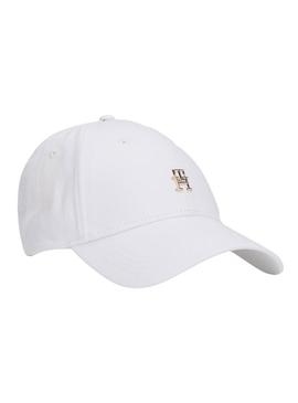 Boné Tommy Hilfiger Elevated Chic branco para mulher.