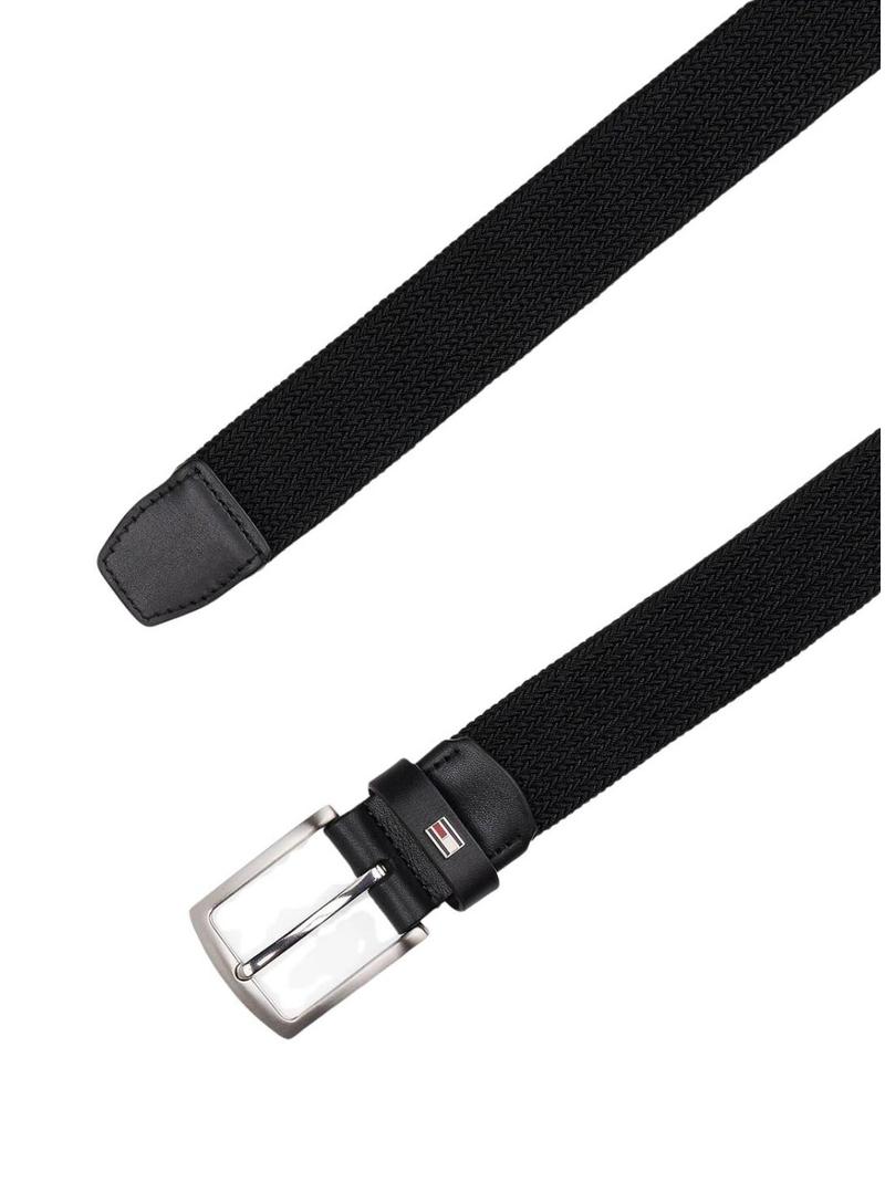 Cinto elástico Tommy Hilfiger Denton preto para homem.