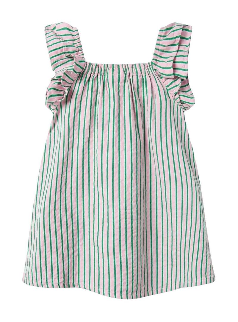 Vestido Name It Filone listrado rosa para menina